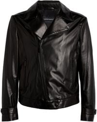 Emporio Armani - Leather Biker Jacket - Lyst