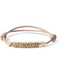 Prada - Nappa Leather Logo Bracelet - Lyst