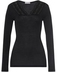 Hanro - Wool-Silk Lace-V-Neck Top - Lyst