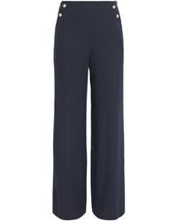 Maje - Linen-Blend Wide-Leg Trousers - Lyst