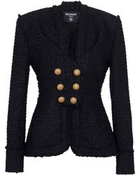 Balmain - Tweed Button-trim Jacket - Lyst