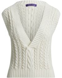 Ralph Lauren - Cotton-Silk Cable-Knit Sweater Vest - Lyst