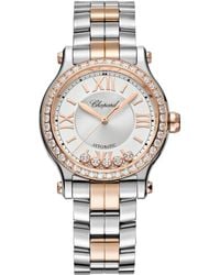 Chopard - Rose Gold, Stainless Steel And Diamond Happy Sport Automatic Watch 33mm - Lyst