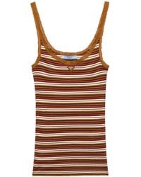 Prada - Cotton Stripe Ribbed Tank Top - Lyst