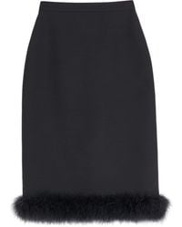 Valentino - Virgin Wool-Silk-Feather Midi Skirt - Lyst