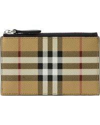 Burberry - Check Zipped Card Holder - Lyst