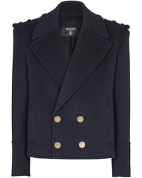 Balmain - Cropped Reefer Jacket - Lyst