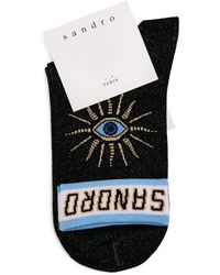 Sandro Glitter Logo Socks - Black