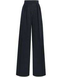 Max Mara - Wool Pleated Straight Trousers - Lyst