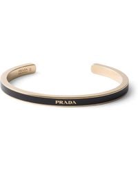 Prada - Enamelled Logo Cuff Bracelet - Lyst