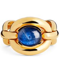 Nadine Aysoy - Yellow Gold And Blue Sapphire Cabochon Catena Ring - Lyst