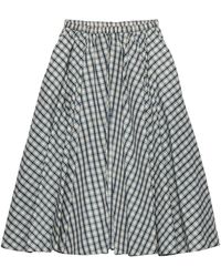 Prada - Chambray Check Midi Skirt - Lyst