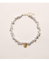 Hermina Athens - Freshwater Pearl Shield Pendant Necklace - Lyst