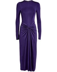 Victoria Beckham - Gathered Long-sleeve Midi Dress - Lyst