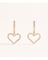 Rosa De La Cruz - And Diamonds Heart Charm Earrings - Lyst