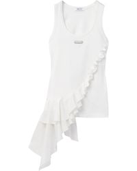 McQueen - Cotton Ruffled Tank Top - Lyst