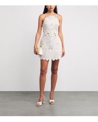 Cult Gaia Akaia High Collar Linen-blend Mini Dress in White | Lyst