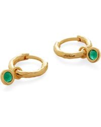 Monica Vinader - Mini Vermeil And Onyx Gemstone Huggie Earrings - Lyst