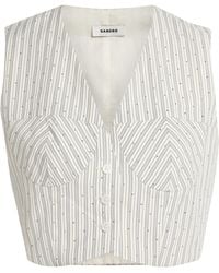 Sandro - Embellished Stripe Crop Top - Lyst