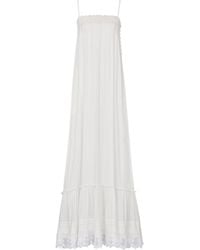 Saint Laurent - Cotton Lace Trim Maxi Dress - Lyst