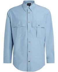 Emporio Armani - Cotton-Silk Patch-Pocket Shirt - Lyst