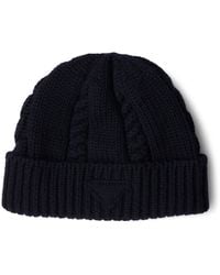 Prada - Virgin Wool Triangle Beanie - Lyst