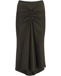 Victoria Beckham - Satin Gathered Waist Midi Skirt - Lyst