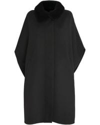 Yves Salomon - Wool-Cashmere Fox-Trim Cape Coat - Lyst