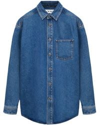 Loewe - Anagram-Embroidery Long-Sleeves Denim Overshirt - Lyst