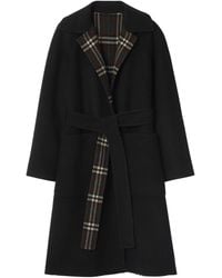 Burberry - Wool Reversible Hooded Wrap Coat - Lyst