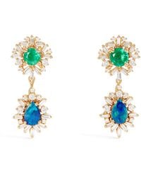 Suzanne Kalan - Emerald, Opal And Diamond One Of A Kind Drop Earrings - Lyst