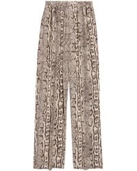 Balenciaga - Silk Python Print Wide-Leg Trousers - Lyst