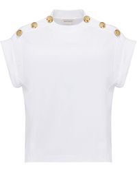 Alexander McQueen - Cotton Button-detail T-shirt - Lyst