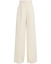 Max Mara - Linen-blend Striped Wide-leg Trousers - Lyst