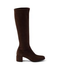 Prada - Stretch Suede Knee-High Boots 55 - Lyst