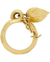Saint Laurent - Cassandre Leaf Charm Ring - Lyst