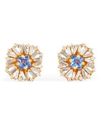 Suzanne Kalan - Diamond And Light Sapphire Flower Stud Earrings - Lyst
