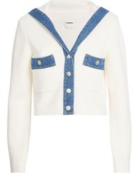 Sandro - Denim-Trim Cardigan - Lyst