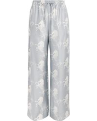Stella McCartney - Silk Horse Print Wide-Leg Trousers - Lyst
