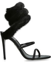 Rene Caovilla - Fur-Trim Cleo Sandals 105 - Lyst