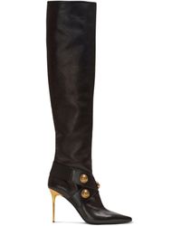 Balmain - Leather Alma Knee-high Boots 95 - Lyst
