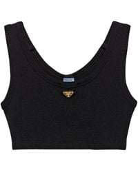 Prada - Ribbed Jersey Crop Top - Lyst