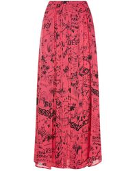 Burberry Doodle Print Pleated Skirt - Pink