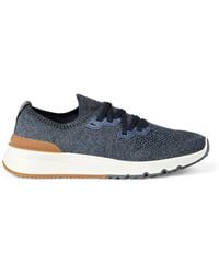 Brunello Cucinelli - Cotton-Blend Chiné-Knit Sneakers - Lyst
