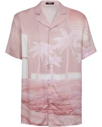 Balmain - Twill Palm Tree Print Shirt - Lyst