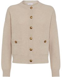Brunello Cucinelli - Virgin Wool-Blend Crew Neck Cardigan - Lyst
