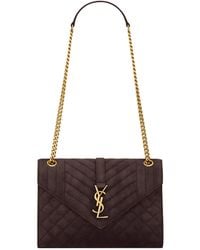Saint Laurent - Medium Suede Envelope Matelassé Shoulder Bag - Lyst