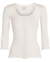 Chloé - Cotton-Silk Ribbed Cardigan - Lyst