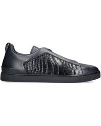 ZEGNA - Crocodile-Panel Triple Stitch Sneakers - Lyst