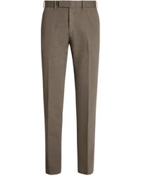ZEGNA - Cotton-linen Tailored Slim Trousers - Lyst